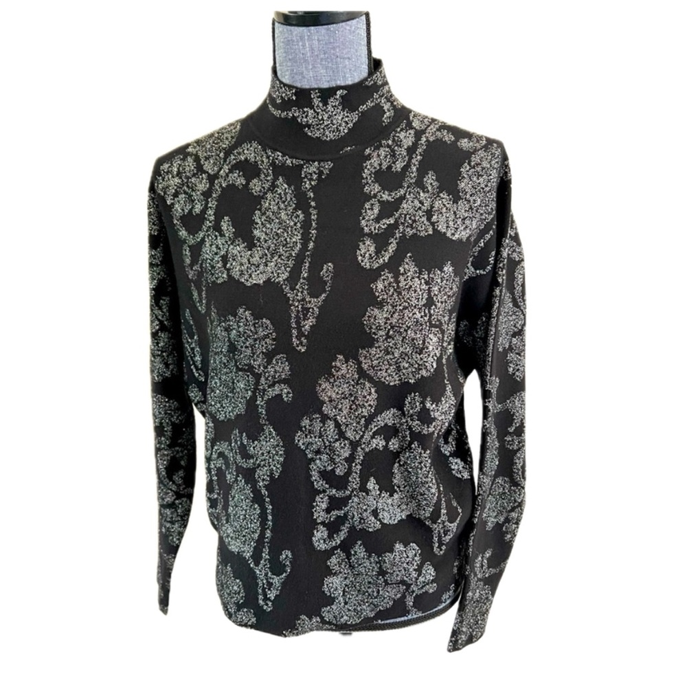 NWT Sioni Black with Silver Metallic Sweater